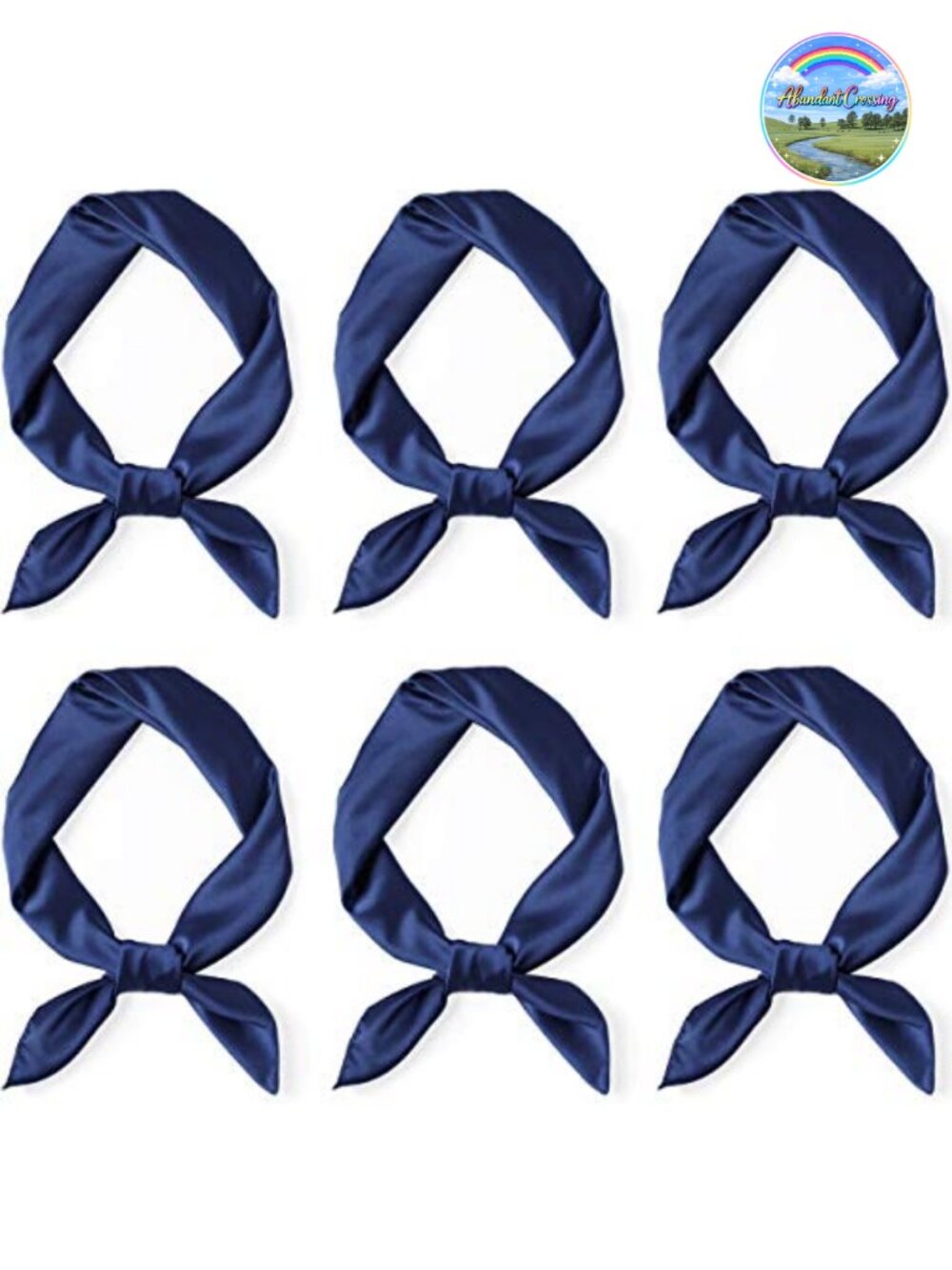 Satin Neck Scarf 6 Pack Square Handkerchief Silky Polyester